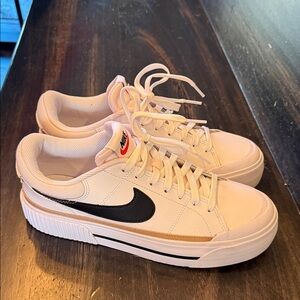 Nike Women's White Black Sneakers with Tan Accent